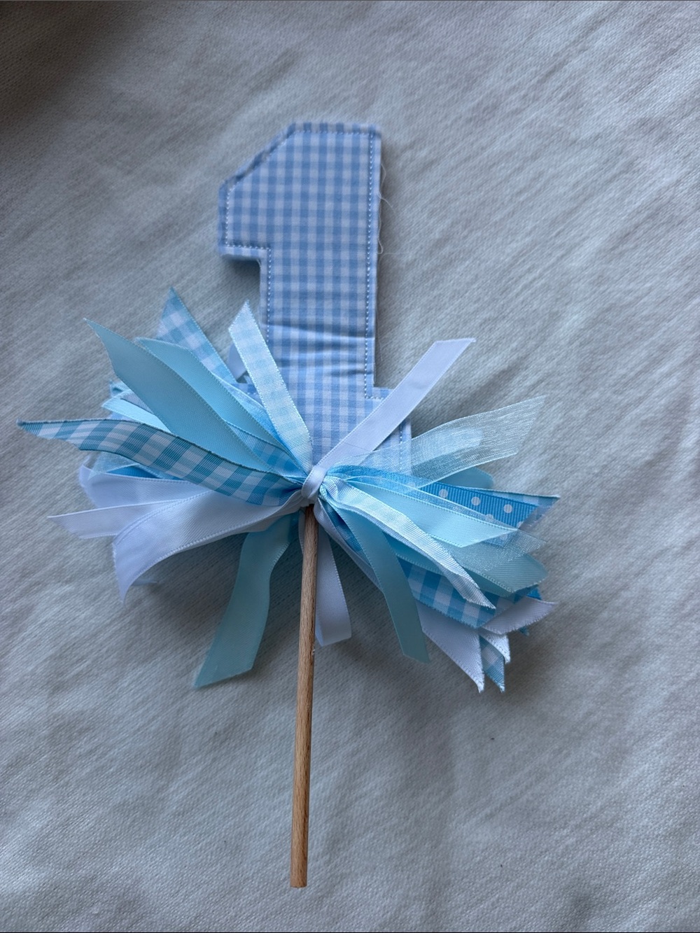Number 1 Blue Ribbon Cake Topper - First Birthday Party Decoration